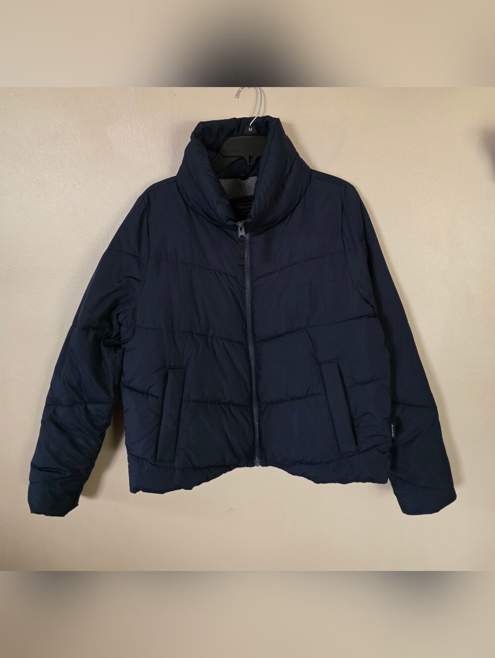 Abercrombie & Fitch Navy Puffer Coat Women's Size Small
